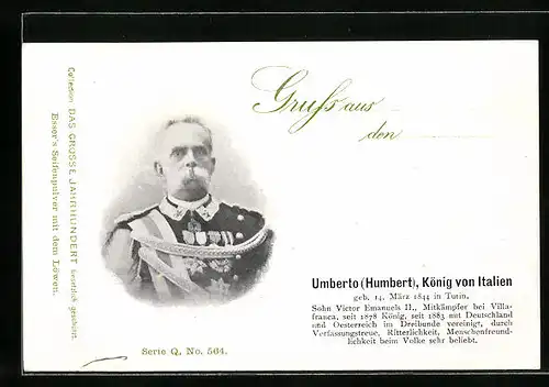 AK Umberto (Humbert) von Italien in Uniform
