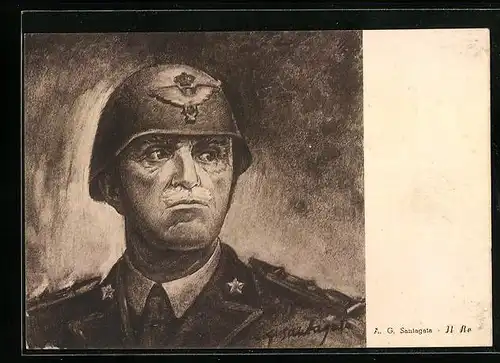 AK König Vittorio Emanuele von Italien mit Soldatenhelm