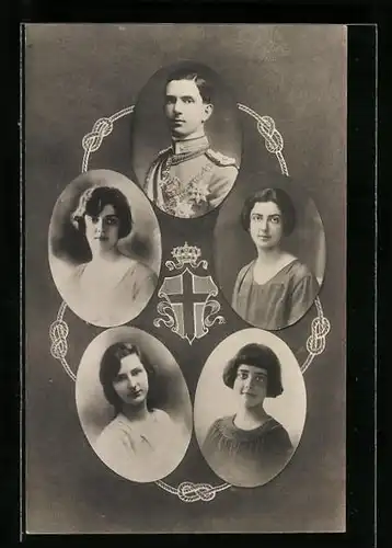 AK König Victor Emanuel und Familie, Einzelportraits, Wappen