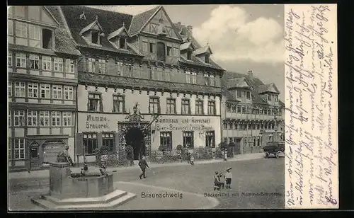 AK Braunschweig, Bäckerklint mit Mumme-Brauerei und Brunnen