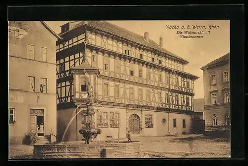 AK Vacha a. d. Werra, Die Widmarckt mit Vitusbrunnen
