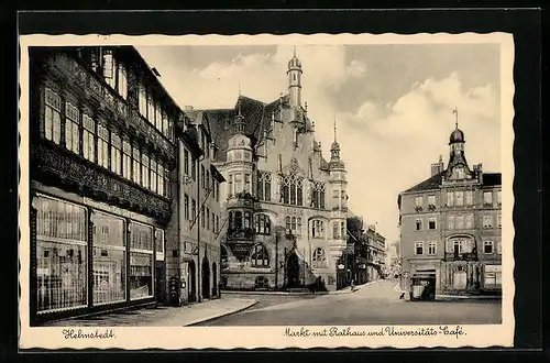 AK Helmstedt, Markt mit Rathaus und Universitäts-Café