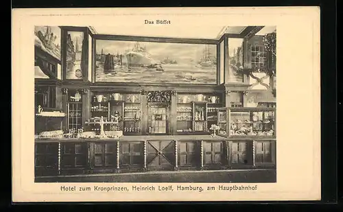AK Hamburg-Neustadt, Hotel zum Kronprinzen, das Buffet