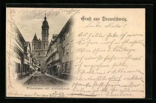 AK Braunschweig, Weberstrasse und Andreaskirche
