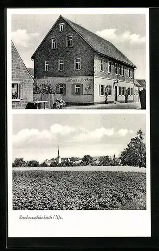AK Kirchenschönbach /Ufr., Gasthaus zum Hirschen, Panorama des Ortes