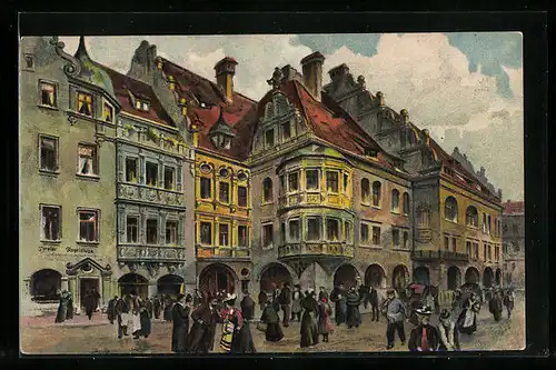 Künstler-AK München, Kgl. Hofbräuhaus