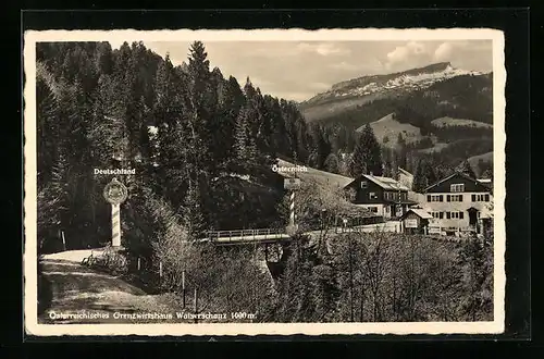 AK Riezlern, Oesterreichisches Grenzwirtshaus Walserschanz an der Grenze zwischen Deutschland und Österreich