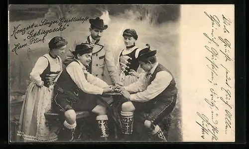 AK Konzert u. Sänger-Gesellschaft Gebirgsecho beim Fingerhakeln