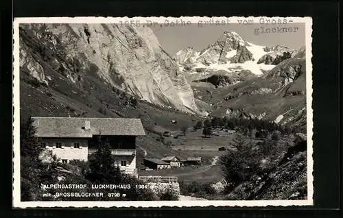 AK Kals, Alpengasthof Lucknerhaus mit Grossglockner