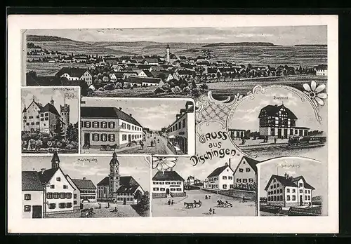 AK Dischingen, Schloss Taxis, Bahnhof, Schulhaus