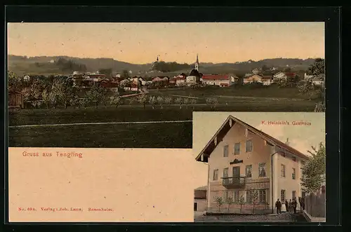AK Tengling, K. Heinleins Gasthaus, Ortsansicht