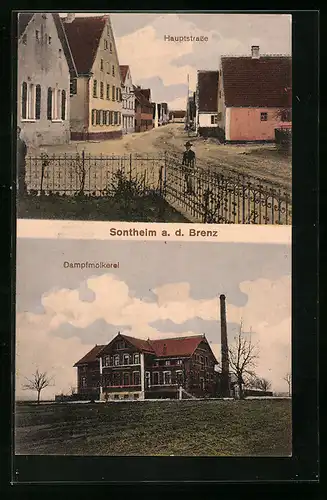 AK Sontheim a. d. Brenz, Dampfmolkerei, Blick in die Hauptstrasse