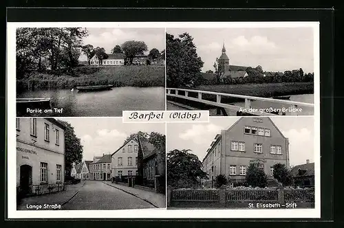 AK Barssel /Oldbg., Partie am Tief, An der grossen Brücke, Lange Strasse, St. Elisabeth-Stift