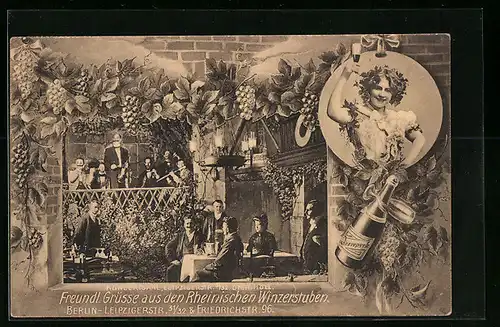 AK Berlin, Rheinische Winzerstube, Leipzigerstrasse 31 /32, Innenansicht mit Kapelle