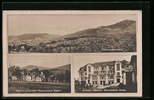 AK Obersasbach-Baden, Kurhaus Erlenbad, Eingang, Gebirgspanorama