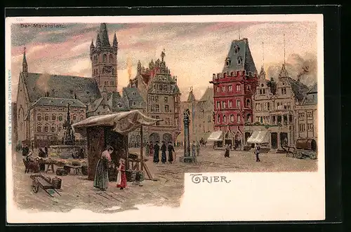 Lithographie Trier, Marktplatz