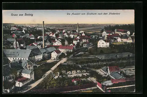 AK Bretnig, Aussicht vom Kirchturm nach dem Niederdorf