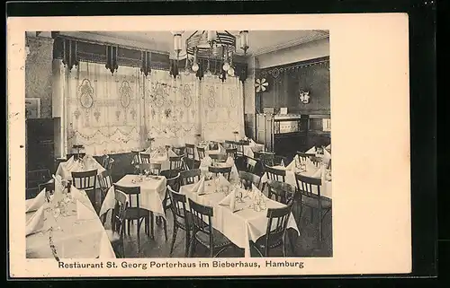 AK Hamburg-St.Georg, Restaurant St. Georg Porterhaus im Bieberhaus
