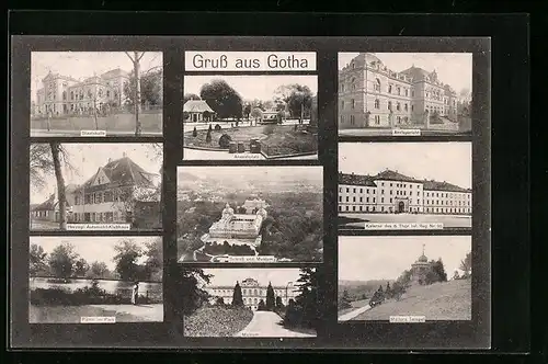 AK Gotha, Staatskasse, Schloss und Museum, Arnoldiplatz