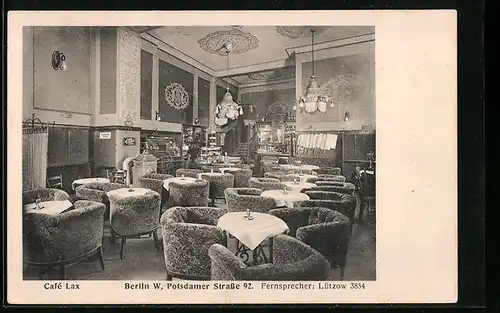 AK Berlin, Café Lax in der Potsdamer Str. 92