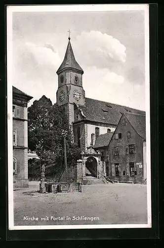 AK Schliengen, Kirche mit Portal