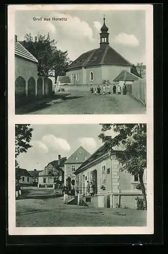 AK Horatitz, Strassenpartie, Kirche