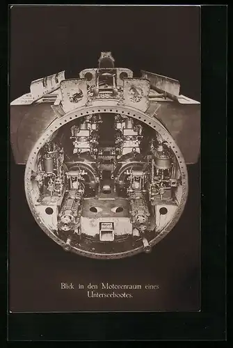 AK Blick in den Motorenraum eines Unterseebootes