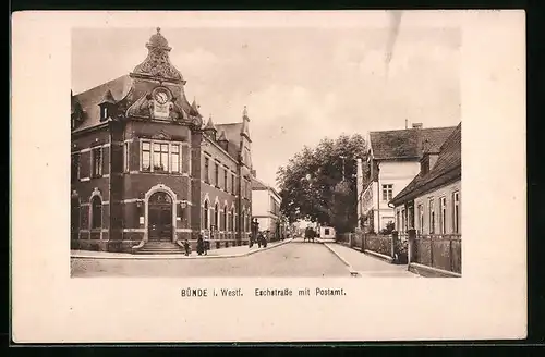 AK Bünde i. Westf., Eschstrasse mit Postamt