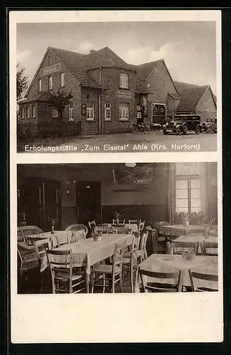 AK Ahle /Krs. Herford, Gaststätte Zum Elsetal, Innenansicht