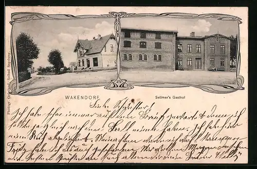 AK Wakendorf, Ortspartie mit Sellmers Gasthof