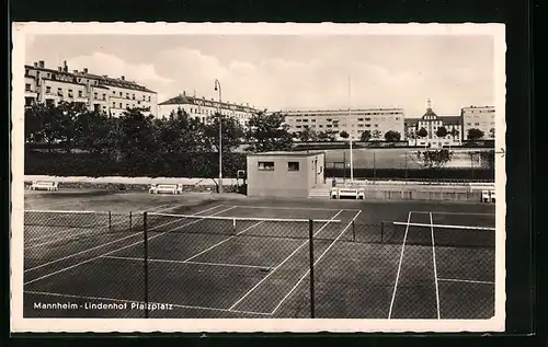 AK Mannheim-Lindenhof, Pfalzplatz mit Tennisplätzen