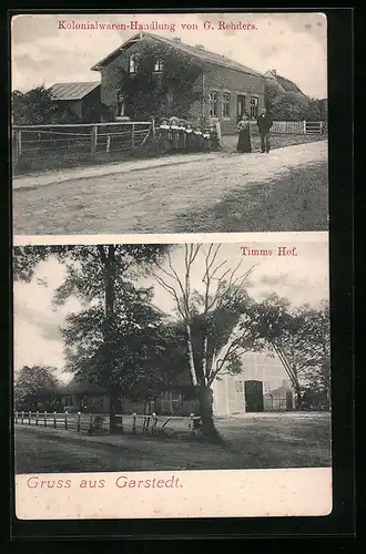 AK Garstedt, Kolonialwarenhandlung von G. Rehders, Timms Hof
