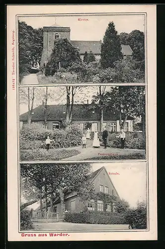 AK Warder, Schule, Pastorenhaus, Kirche