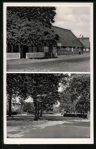AK Schmalstede, Gasthaus zum alten Landkrug, Strassenpartie