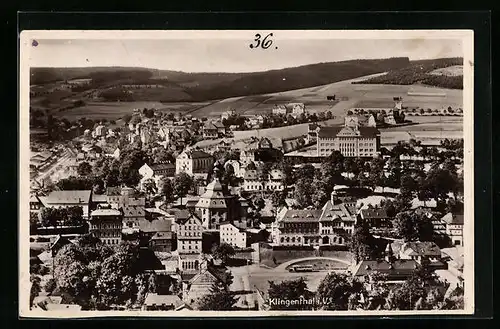 AK Klingenthal i. V., Ortsansicht mit Bergen