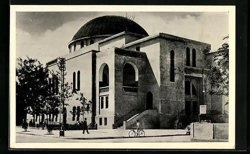 AK Tel Aviv, Grosse Synagoge mit Strasse