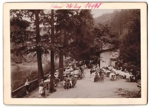 Fotografie Brück & Sohn Meissen, Ansicht Karlsbad, Blick auf das Cafe am Hans Heilig Felsen