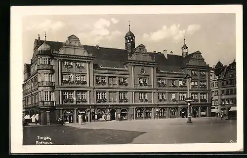 AK Torgau, Ortspartie mit Rathaus