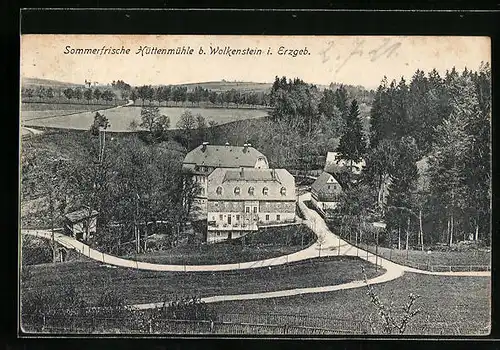 AK Hüttenmühle b. Wolkenstein, Ortsansicht aus der Vogelschau