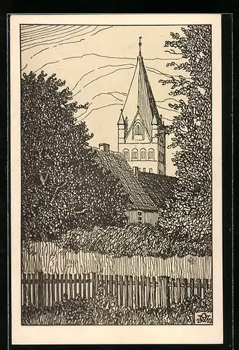 Künstler-AK Soest, Blick auf St. Patroklus