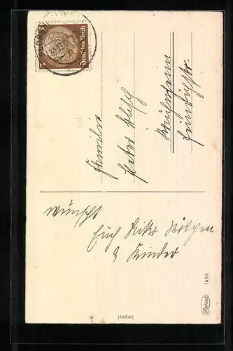 Künstler-AK Glücksbringerbomber, Neujahrsgruss, Flugzeug