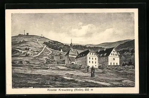 AK Kreuzberg, Mönche vor dem Kloster