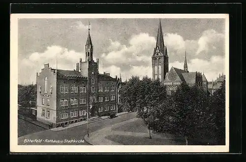 AK Bitterfeld, Rathaus und Stadtkirche