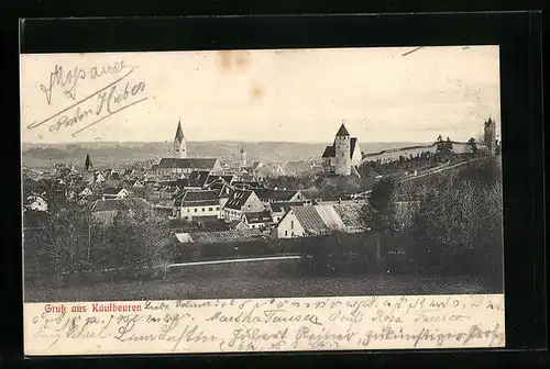 AK Kaufbeuren, Gruss mit dem Panorama der Stadt