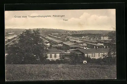 AK Münsingen, Gruss vom Truppenübungsplatz, Lager