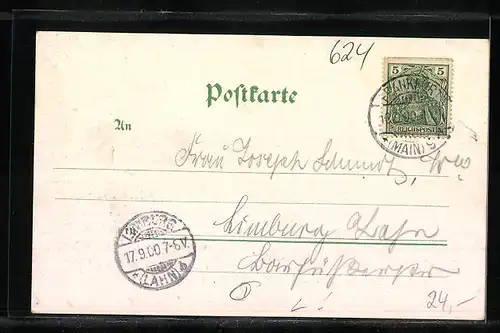 Lithographie Königstein, Gruss aus dem Taunus mit Stadtansicht