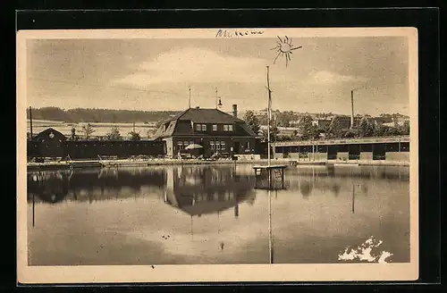 AK Markneukirchen, Schwimmbad mit Unterkunftshaus