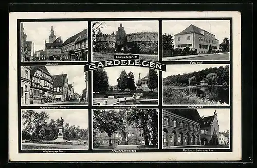 AK Gardelegen, Rathaus, Postamt, Salzwedeler Tor