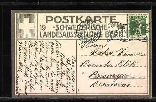 AK Bern, Schweizerische Landesausstellung 1914, Ansicht gegen Süden