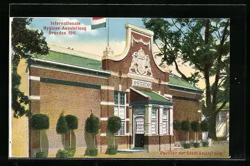 AK Dresden, Internationale Hygiene-Ausstellung 1911, Pavillon der Stadt Amsterdam